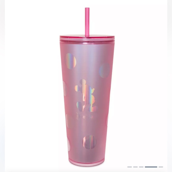 NEW Disneyland Piglet Pink Starbucks Tumbler w/ Straw Pink Polka Dot iridescent - Picture 4 of 6